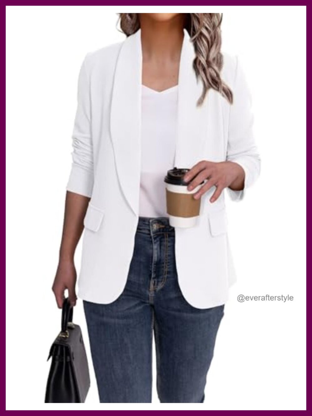 Women's Lightweight Slim Fit Open Front Blazer Business Casual Work